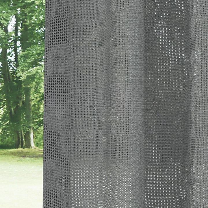 Dark Grey Shimmering Plain Sheer Curtain