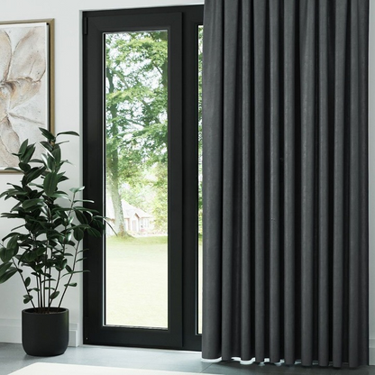 Dark Grey Ribbed Velvet Drapes