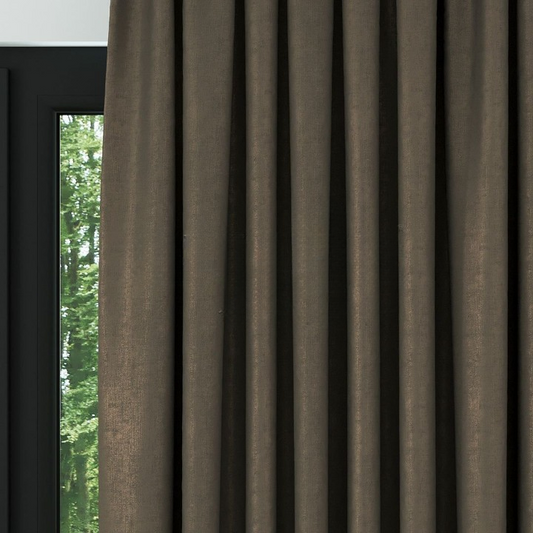 Dark Brown Ribbed Velvet Drapes