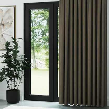 Dark Brown Ribbed Velvet Drapes