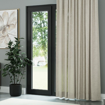Beige Shimmering Plain Sheer Curtain