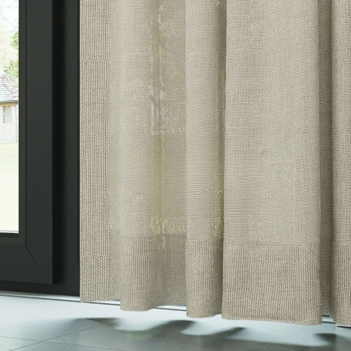 Beige Shimmering Plain Sheer Curtain
