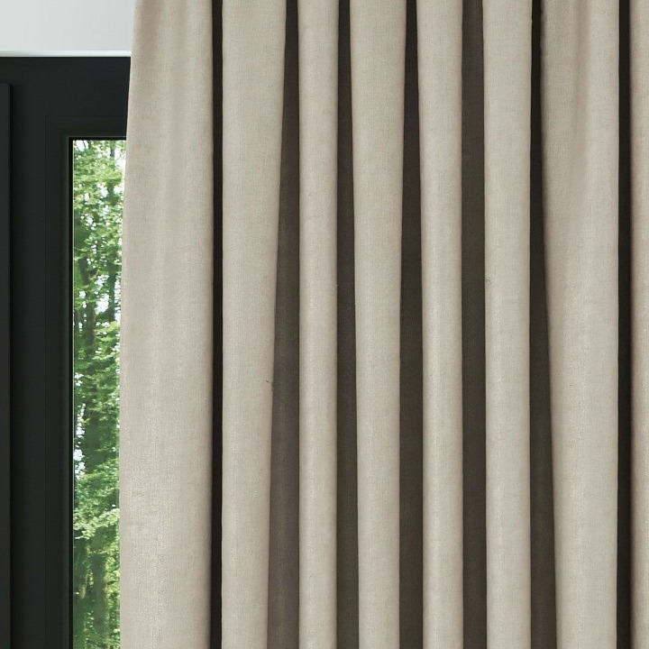 Dark Cream Ribbed Velvet Drapes