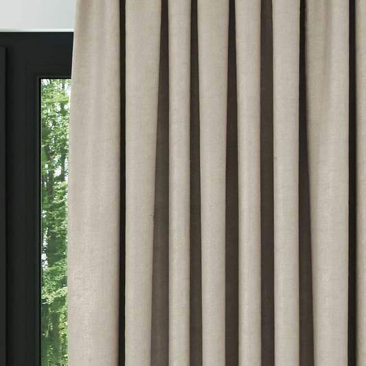 Dark Cream Ribbed Velvet Drapes