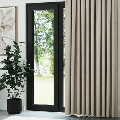 Dark Cream Ribbed Velvet Drapes