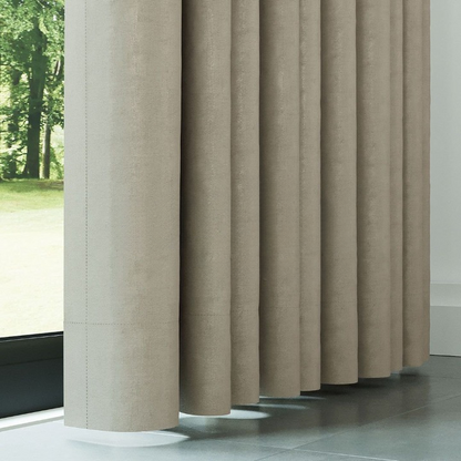 Dark Cream Ribbed Velvet Drapes
