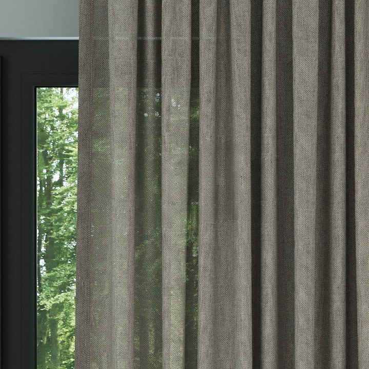 Dark Taupe Shimmering Plain Sheer Curtain