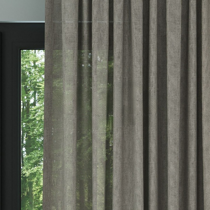 Dark Taupe Shimmering Plain Sheer Curtain
