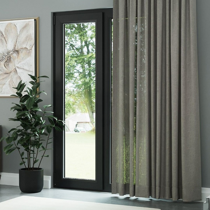Dark Taupe Shimmering Plain Sheer Curtain
