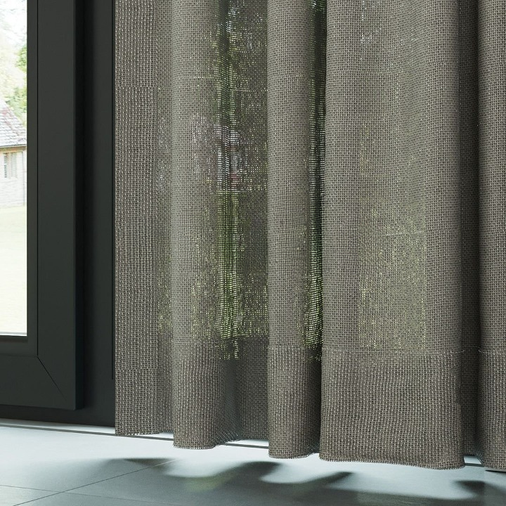 Dark Taupe Shimmering Plain Sheer Curtain