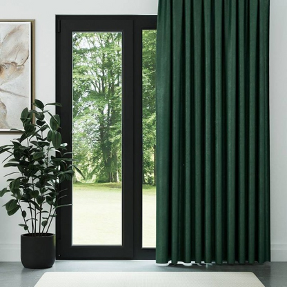 Dark Green Ribbed Velvet Drapes