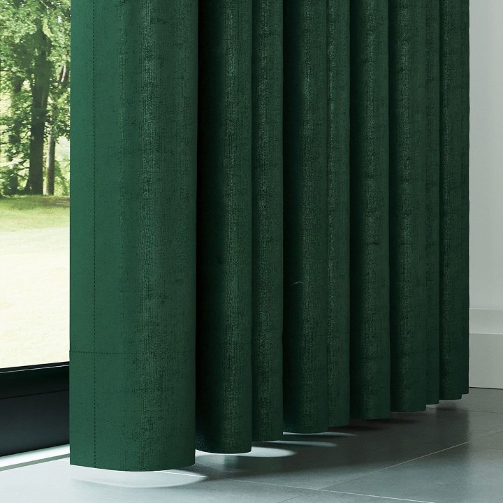 Dark Green Ribbed Velvet Drapes