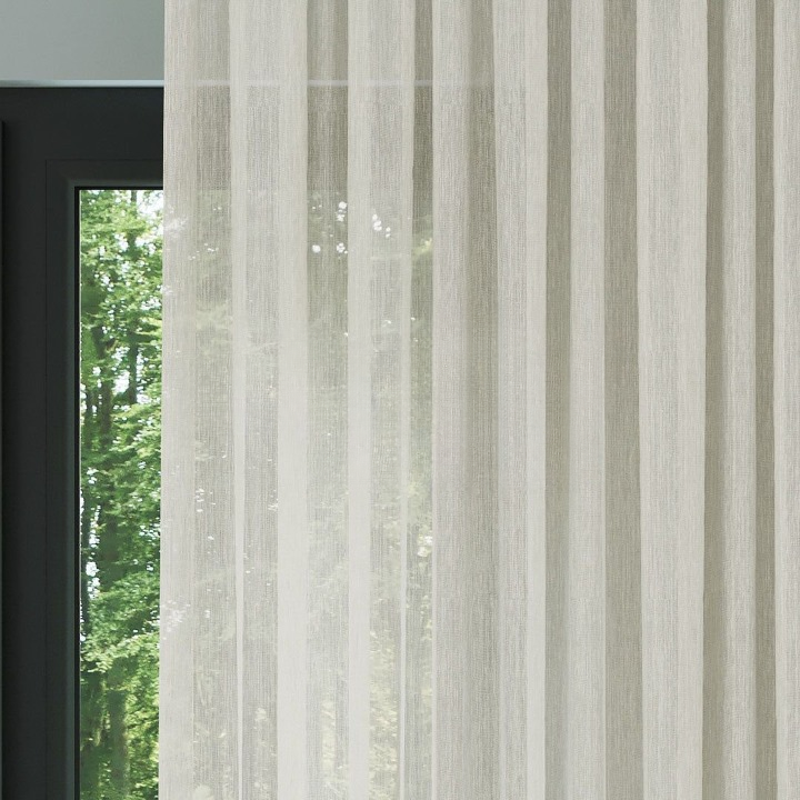 Cream Bamboo Textured Plain Sheer Curtain
