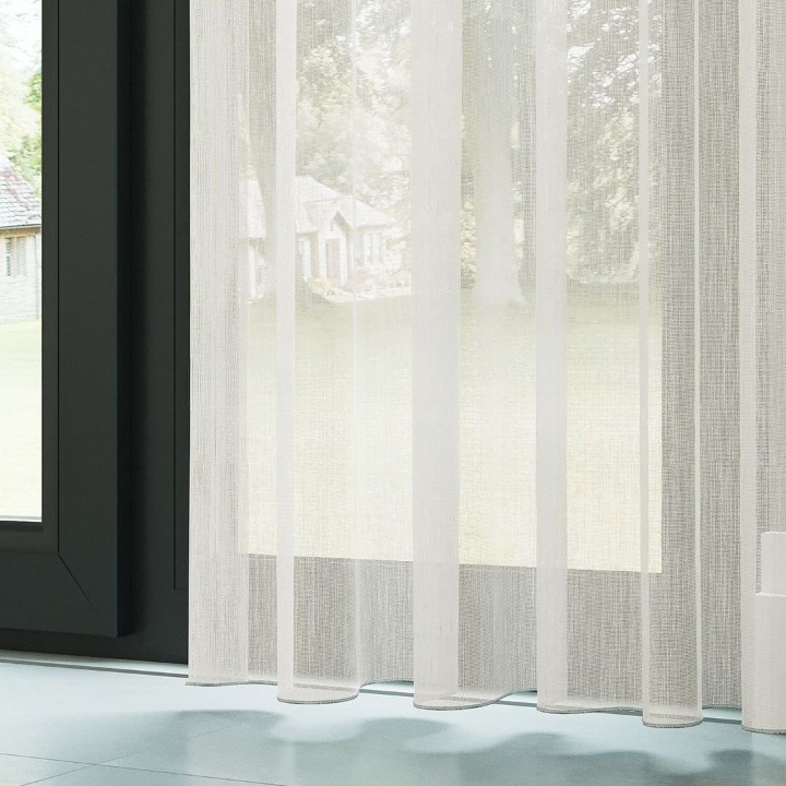 Cream Bamboo Textured Plain Sheer Curtain