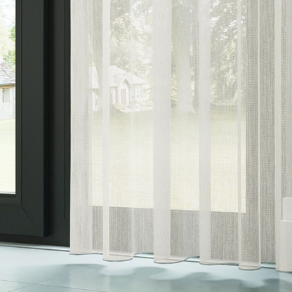 Cream Bamboo Textured Plain Sheer Curtain