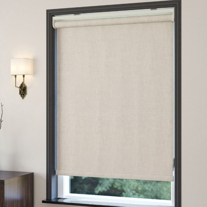 Cream Linen Textured Blackout Roller Blinds