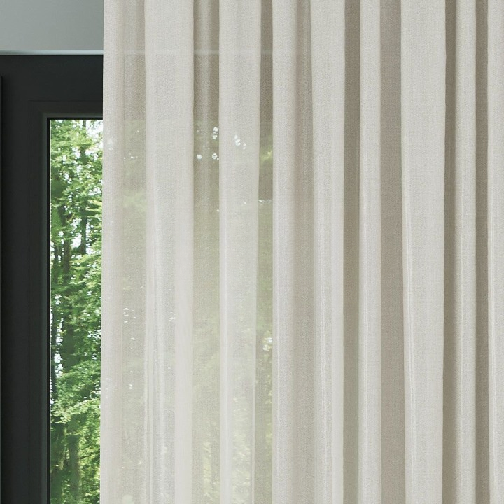 Cream Faux Silk Voile Sheer Curtain