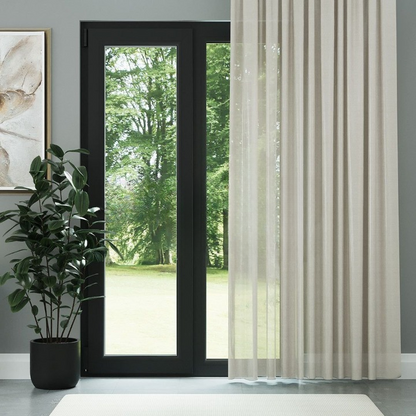 Cream Faux Silk Voile Sheer Curtain