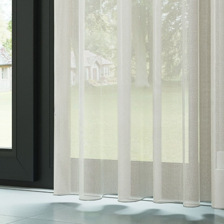 Cream Faux Silk Voile Sheer Curtain