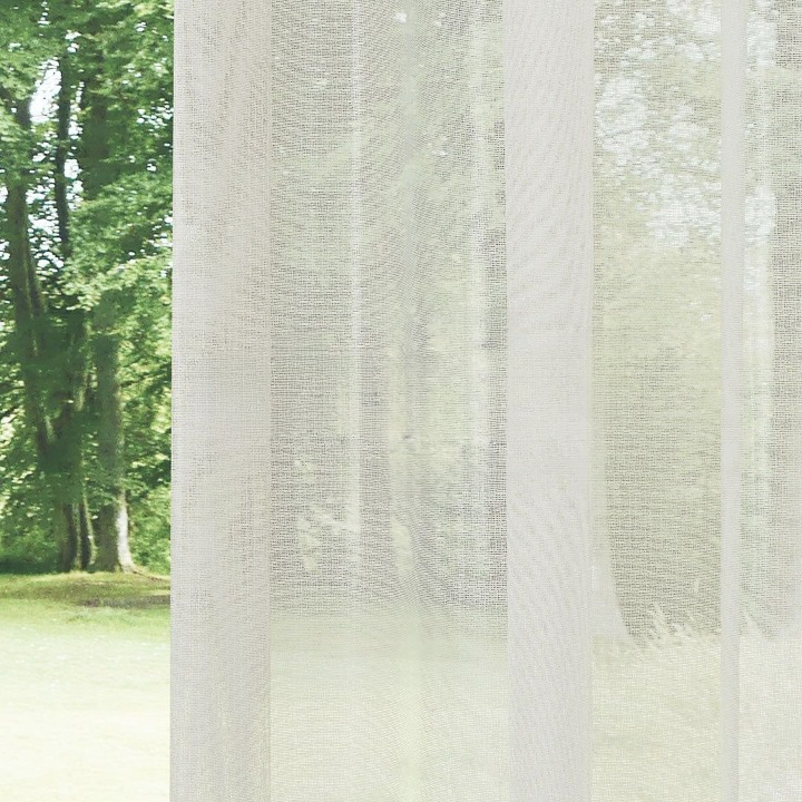 Cream Faux Silk Voile Sheer Curtain