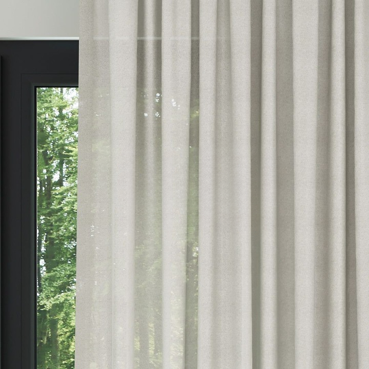 Cream High Density Silk Crepe Plain Sheer Curtain
