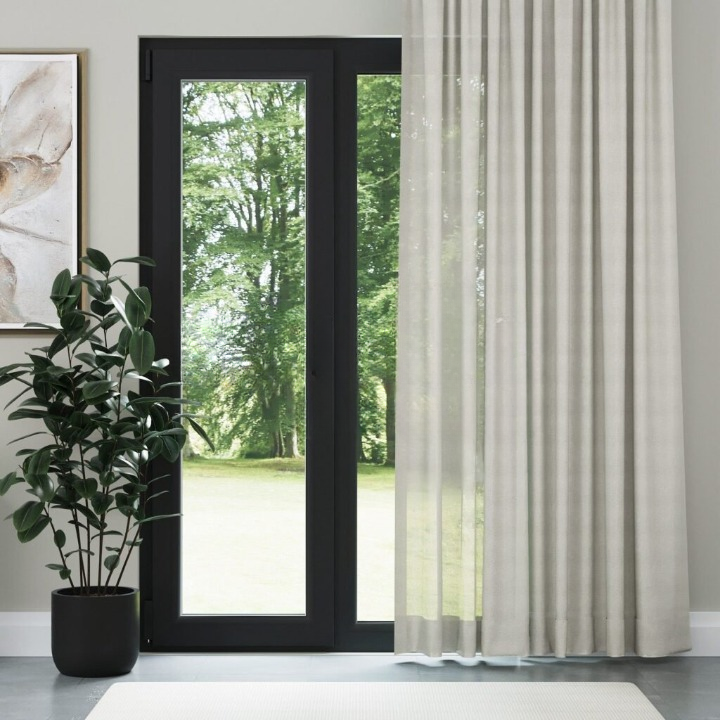 Cream High Density Silk Crepe Plain Sheer Curtain