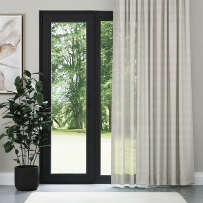 Cream High Density Silk Crepe Plain Sheer Curtain
