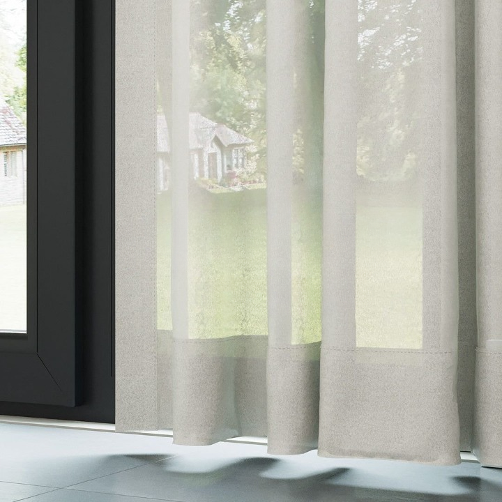 Cream High Density Silk Crepe Plain Sheer Curtain