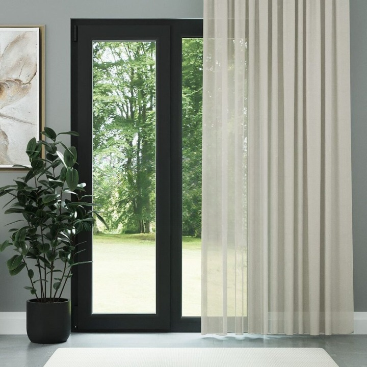 Modern Cream Soft Crepe Textured Sheer Curtain
