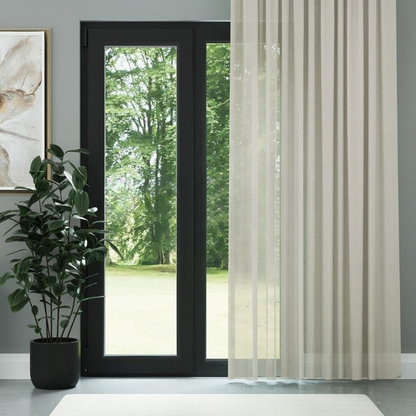 Modern Cream Soft Crepe Textured Sheer Curtain