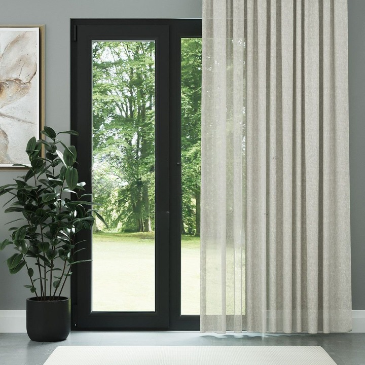 Cream Soft Natural Linen Look Sheer Curtain