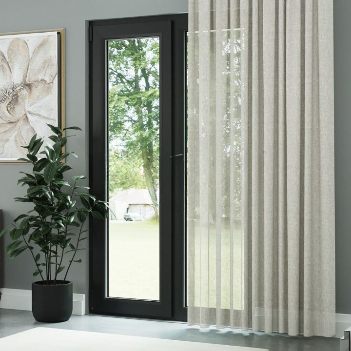Cream Soft Natural Linen Look Sheer Curtain