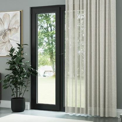 Cream Soft Natural Linen Look Sheer Curtain