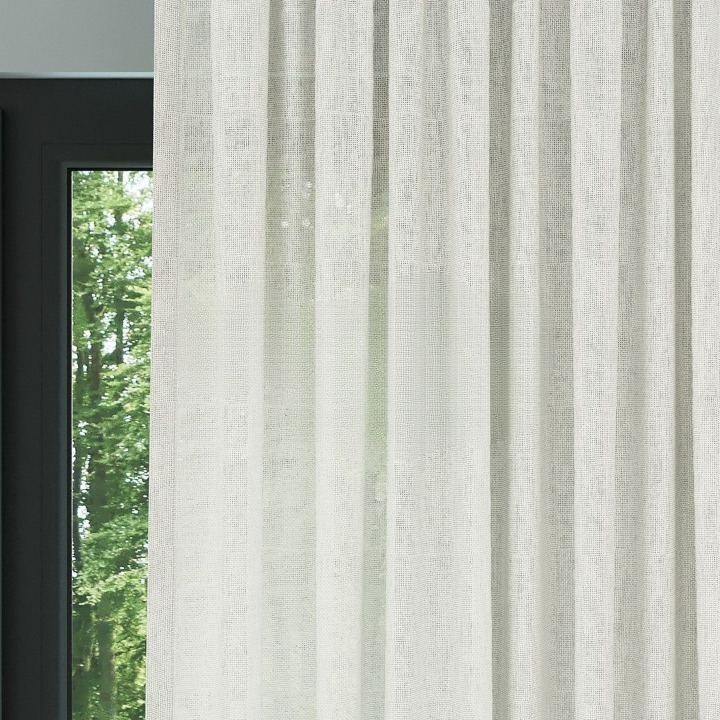 Cream Shimmering Plain Sheer Curtain