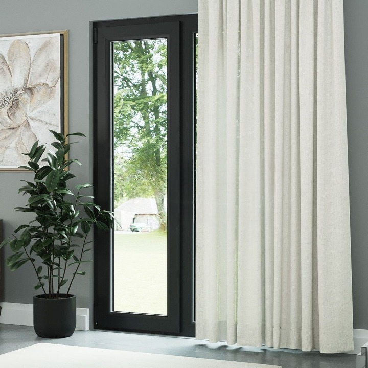Cream Shimmering Plain Sheer Curtain
