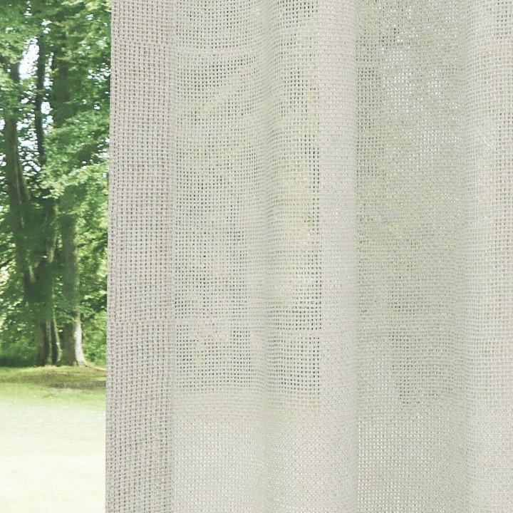 Cream Shimmering Plain Sheer Curtain
