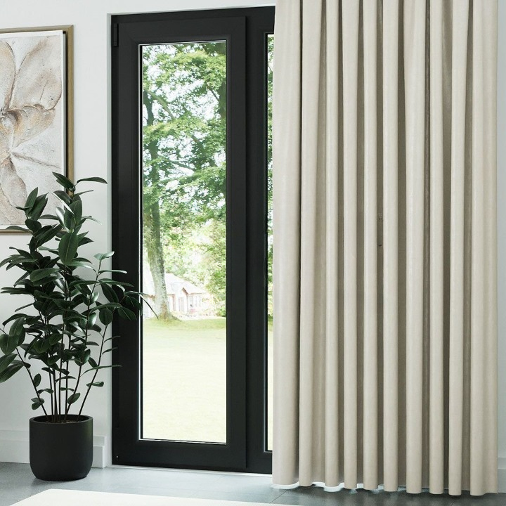 Cream Ribbed Velvet Drapes