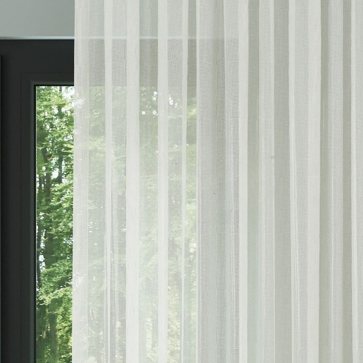Cream Shimmering Honeycomb Textured Sheer Curtain