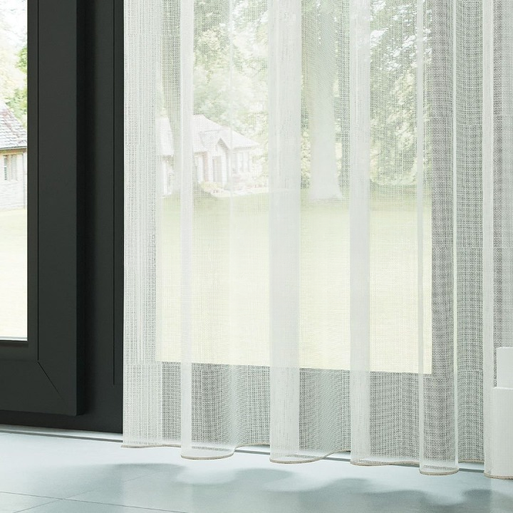 Cream Shimmering Honeycomb Textured Sheer Curtain