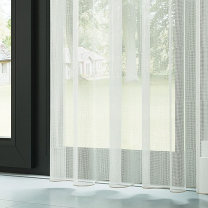 Cream Shimmering Honeycomb Textured Sheer Curtain