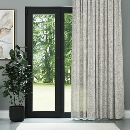 Cream Chenille Textured Open Weave Semi-Sheer Curtain