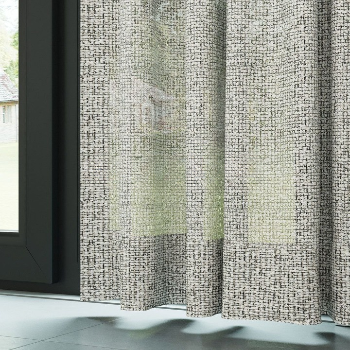 Cream Chenille Textured Open Weave Semi-Sheer Curtain
