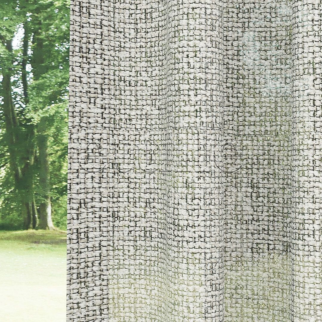 Cream Chenille Textured Open Weave Semi-Sheer Curtain