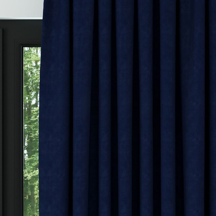 Navy Blue Textured Linen Drapes