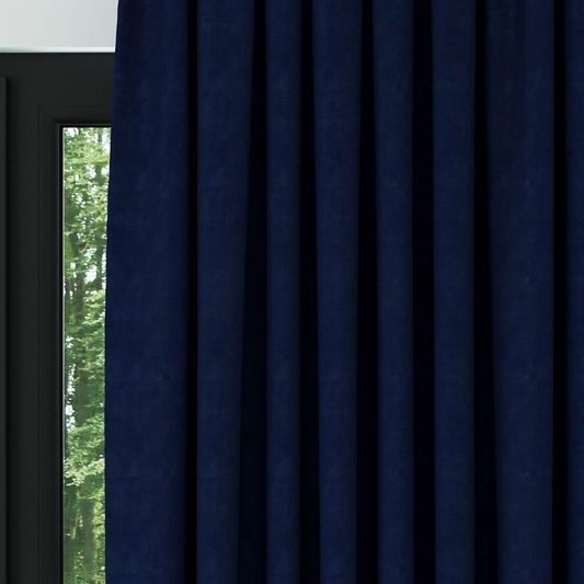 Navy Blue Textured Linen Drapes