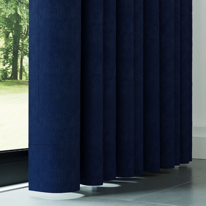 Navy Blue Textured Linen Drapes