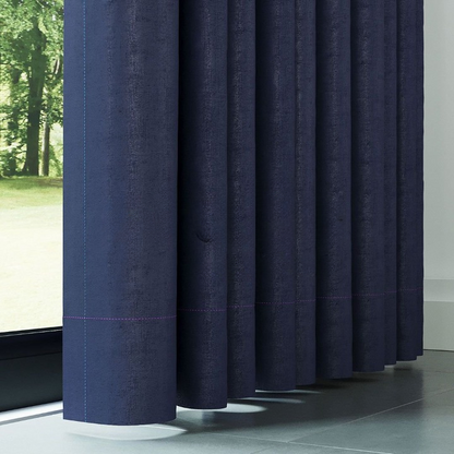 Navy Blue Ribbed Velvet Drapes