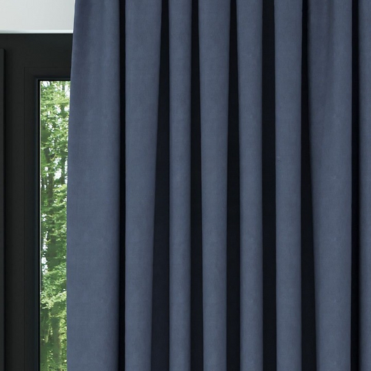 Blue Textured Linen Drapes