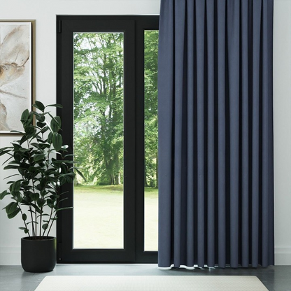 Blue Textured Linen Drapes