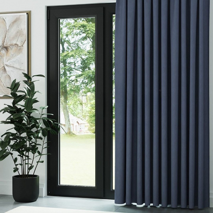Blue Textured Linen Drapes